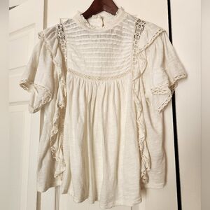 White cottage core blouse